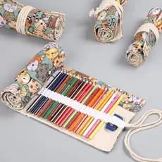 12/24/36/48/72/108 Slots Gatos Bonitos Lona Rolo Caneta Cortina Bolsa Cor Lápis Saco Caso Maquiagem Envoltório Armazenam