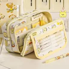 Cartoon Bear Pain Bolsa Caneta Flip Papelaria Multifuncional De Grande Capacidade De Alta Beleza Caixa Armazenamento