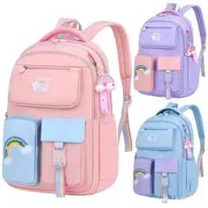 Crianças Mochilas Para Macaron Cor Meninas Escola Bookbag Adolescente Mochila Bonito Bolsa Múltipla Saco De E Pingente A
