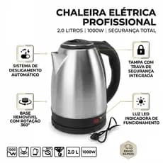 Jarra Elétrica Chaleira 110V 2 Litros 800W Inox Prateada Cozinha-  Promoção Envio Imediato Até 13h