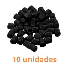 Tampa Válvula Bico Pneu Preto Carro Moto Plástico 10 Pçs
