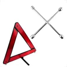 Kit Triangulo Carro Modelo Universal + Chave Roda Estrela Cruz