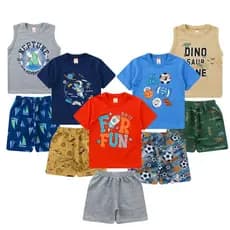 Kit 10 Peças Infantil Verão MENINO  01 ao 08 - 5 Camisetas + 5 Bermudas