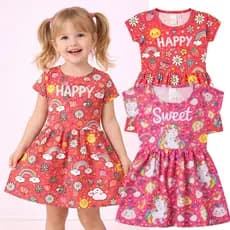 Vestido Sortido Menina Casual Rodado