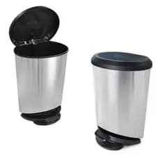 Lixeira Cesto Lixo Cozinha Lavanderia 20 Litros Cor Inox Resistente Com Pedal Label