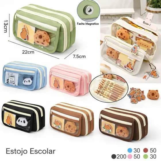 Estojo de Lápis Capivara Transparente kuromi De Grande Capacidade Impermeável Material Escola