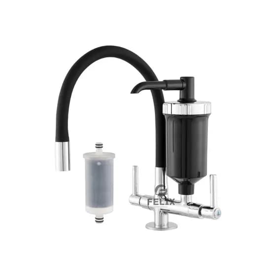 Torneira com Filtro Bancada Preta Gourmet Flexível Mesa Cozinha