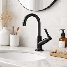 Torneira De Banheiro Preta Bica Móvel Lavatório Lavabo Cuba Pia Robusta 1/4 de Volta Resistente