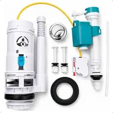 Kit Completo Reparo Caixa Acoplada Universal Botão Cromado Duplo Acionamento Mecanismo de Descarga