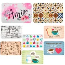 Kit 2, 4 ou 6 Peças Souplat Jogo Americano Colorido Estampado Plástico Lavável Resistente Ao Calor