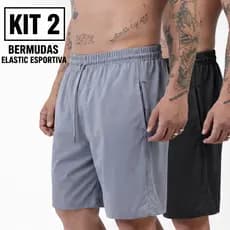 KIT 2 Bermudas Elastic Masculina Treino Esportiva Lenna