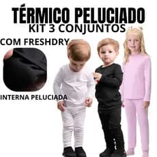 Kit 3 Conjuntos Térmicos Infantil e Juvenil Unissex