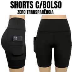 Bermuda Short C/Bolso Feminino Para Corrida, Caminhada Academia Zero Transparência Cos Alto