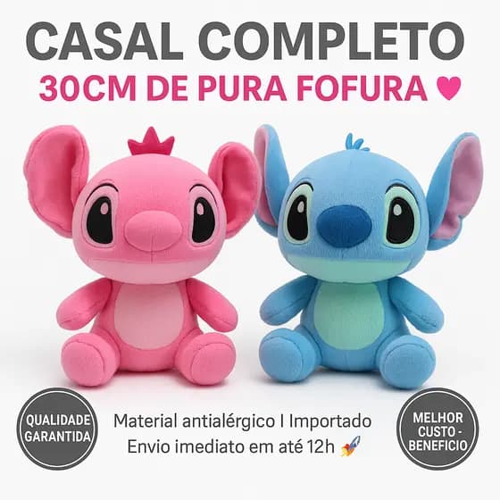 KIT CASAL 30CM KIT 1 e 2 Stitch Angel pelucia boneco brinquedo urso pelúcia grande ursinho stitich