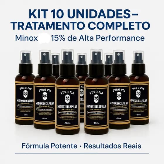KIT com 5 e 10 Tônico Capilar 15% Anti Queda Crescimento Poderoso Barba Cabelo Sobrancelha Bigode e