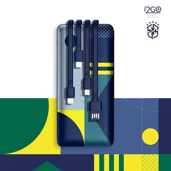 Carregador Portátil Power Bank i2GO 10000mAh Com Cabos