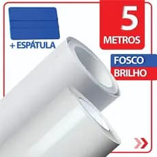 5 Metros Adesivo Branco para Móveis, Geladeira, Fogão e Decoração + Espátula para Aplicação