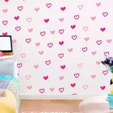 Adesivo de Parede Coração 240 unid (Cheios + Vazados) 2 Tamanhos Decoração Quarto Infantil e Casal