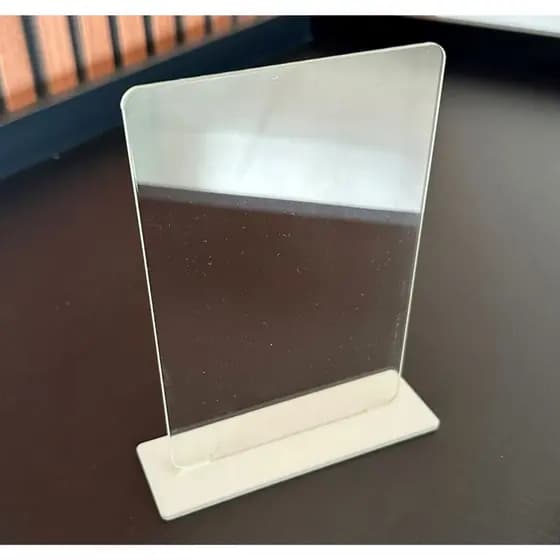 Display Placa Troféu em Acrilico  Cristal 2mm c/ Base Acrilico Branco  - Medida 10x15 cm - Kit 10und