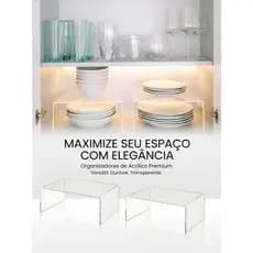 Organizador De Armário De Cozinha Kit Com 2 Organizadores Cor Cristal