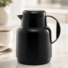 Mini Garrafa Térmica Pequena 300ml Preta Interior Vidro Com Alça Café Chá Água Quente ou Frio
