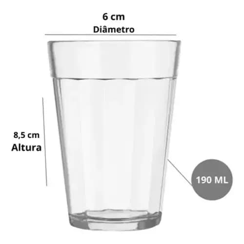 Kit 6/12/24/48 Copos Americanos de Vidro 190ml Nadir Copo de Cerveja Café Cachaça para Bar
