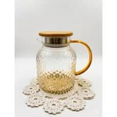 Jarra de Vidro luxuoso Borossilicato - Edição Minimalista com Tampa em Bambu & Infusor Inox (1L)