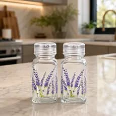 Conjunto 2 Porta Temperos Provence Lavanda 70ml Vidro Saleiro Pimenteiro Lyor