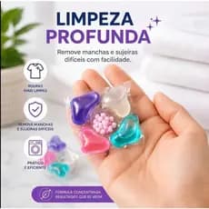 Cápsula Lava Roupas 5 em 1 Pods 24 Cápsulas Detergente Prático Fácil de Usar Tira Manchas