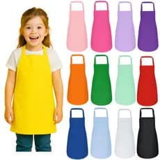 12 Aventais Infantil Unisex Criança em Tecido Oxford Escolar Pintura Cozinha Culinária Aniversário