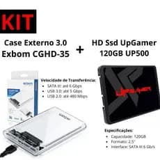 Hd Ssd 120GB UpGamer UP500 + Case Externo 3.0 Exbom CGHD-35
