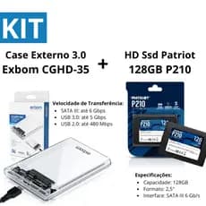 Hd Ssd 128GB Patriot P210 + Case Externo 3.0 Exbom CGHD-35 - KIT