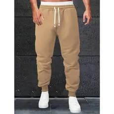 Calça Moletom Bege Liso Streetwear Unissex Estilosa