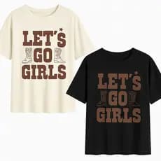 Kit 2 Camisetas Feminina Country Let´s Go Girls Tendencia Verão Casual Confortavel Algodão