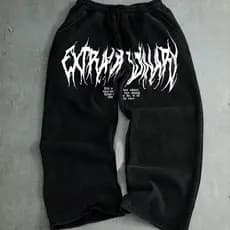 Calça Moletom Streetwear Dark Estampa Gótica Unissex Wide Baggy Lançamento 2026