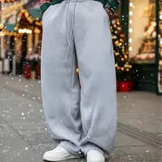 Calça Moletom Larga Oversized Flanelado Moda Sem Punho Moda Jovem Rua Novidade