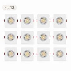 Kit 12 Spot LED Embutir Quadrado 7W Direcionável Branco Quente/Frio Bivolt