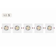 Kit 5 Spot LED 5W Direcionável Quadrado Embutir Branco Frio/Quente