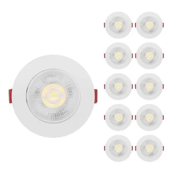 Kit 10 Spot Led 5w Embutir Redonda Direcionável Teto Sanca Dicroica BF/BQ