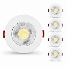Kit 5 Spot LED  Embutir 7W Redondo Branco Quente ou Frio Bivolt