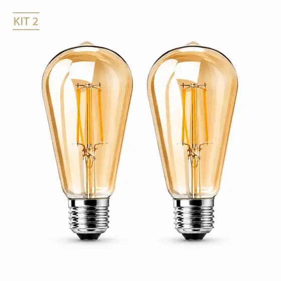 Kit 2 Lampadas Filamento Led Vintage Retro 4w Quente St64