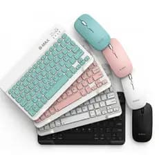 Kit Teclado e Mouse Sem Fio Bluetooth  Colorido Compatível com Android iOS e Windows