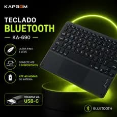 Teclado Sem Fio Com TouchPad Bluetooth Preto Notebook Tablet  Celular Laptop 2.4GHz