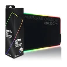 Mouse Pad Gamer Led RGB Grande Iluminado 80X30cmX4mm conexão USB
