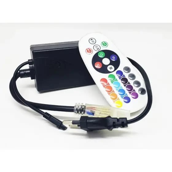 Controladora Com Fonte E Controle P/ Mangueira De Led Chata RGB