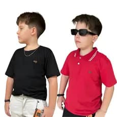Camiseta polo e tradicional vermelha e preta casual algodão infantil