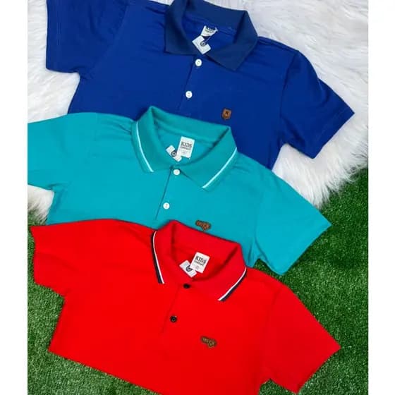 Kit 3 Peças e Kit 2 Camiseta Polo De Menino Masculina Camisa 100% Algodão Tamanho 1 ao 14 anos Infantil Juvenil Promoção