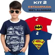 Kit 2 Camiseta Estampada Menino Sortida Do Recém Nascido Ao 4 Anos 100% Algodão