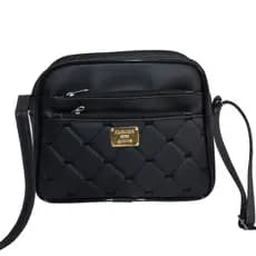 Bolsa Feminina Transversal Preta Elegante com Alça Longa e Zíper e de ombro
