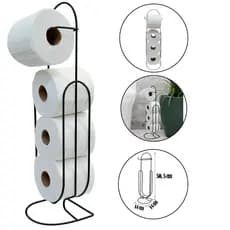 Suporte Porta Papel Higiênico De Chão Luxo Cromado, Branco ou Preto
